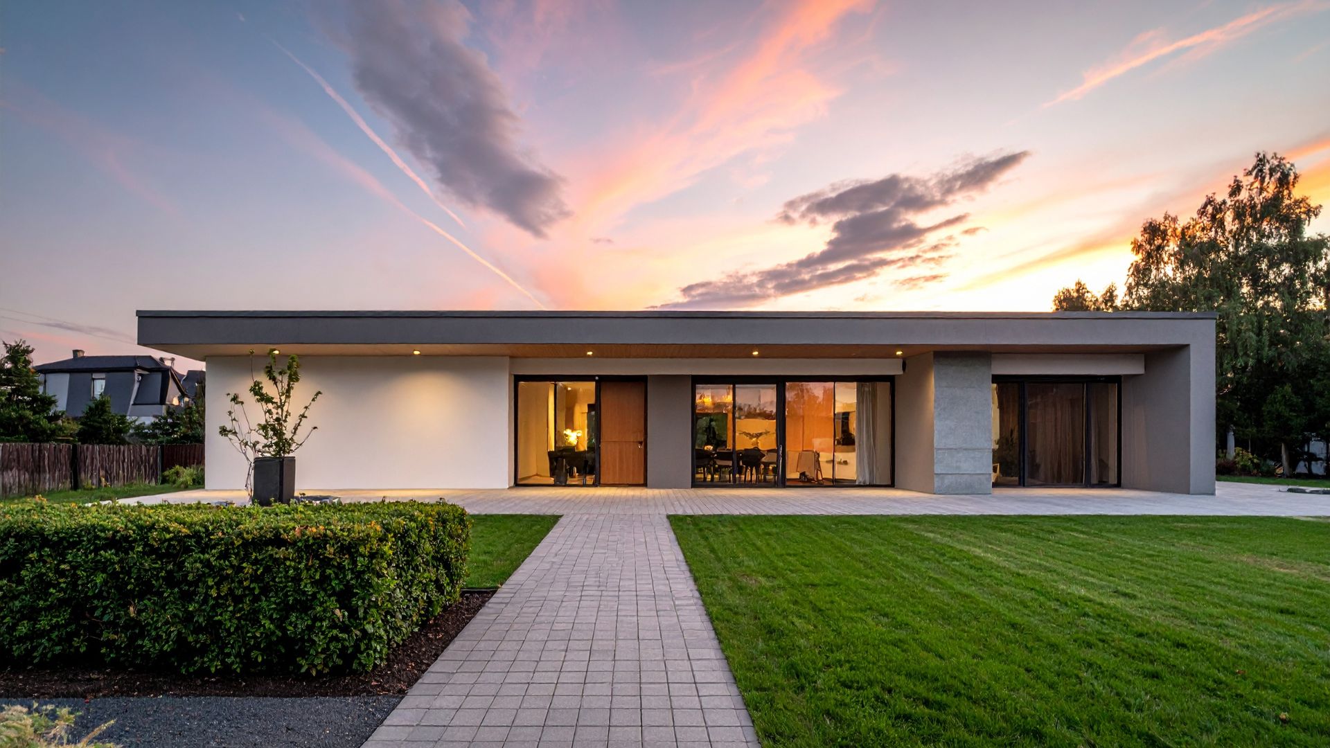 Modern Emerald Coast home photographed at dusk